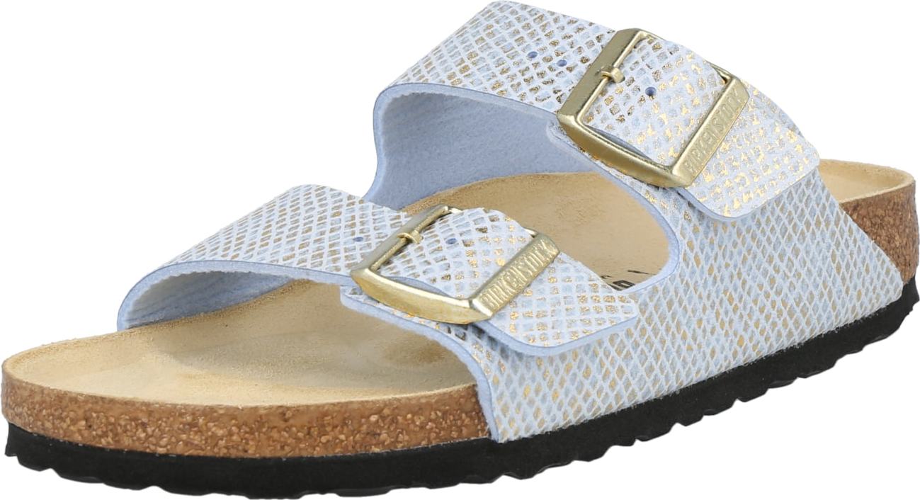 BIRKENSTOCK Pantofle 'Arizona' světlemodrá / zlatá