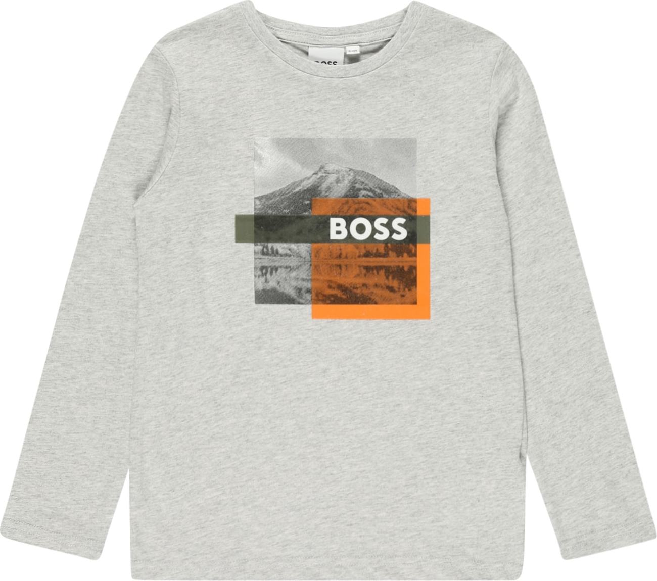 BOSS Kidswear Tričko šedá / grafitová / oranžová