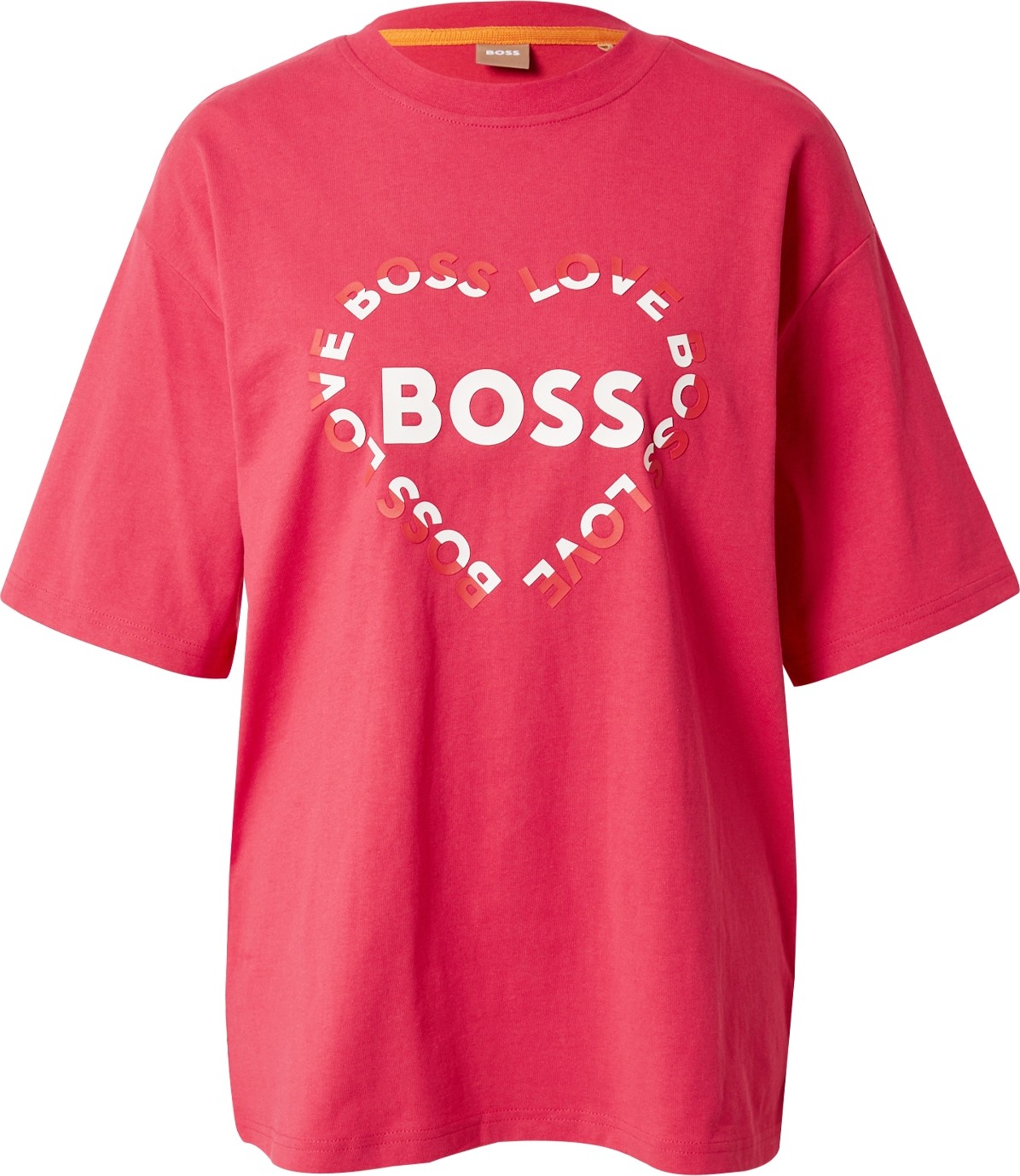 BOSS Orange Tričko 'Ebase' pink / bílá