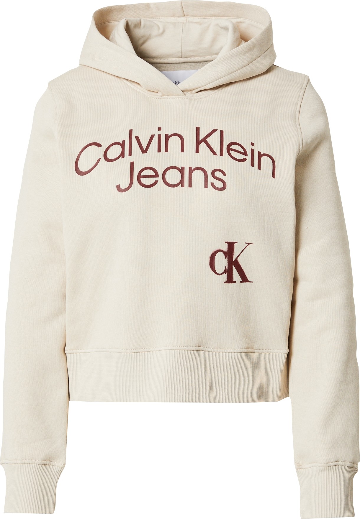 Calvin Klein Jeans Mikina béžová / vínově červená