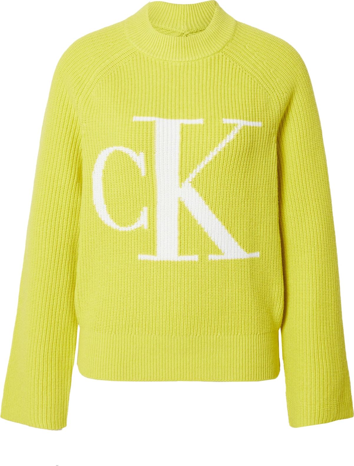 Calvin Klein Jeans Svetr citronová / bílá