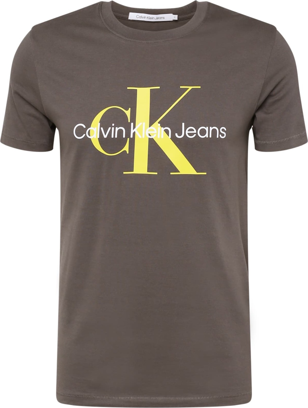 Calvin Klein Jeans Tričko limone / tmavě šedá / bílá