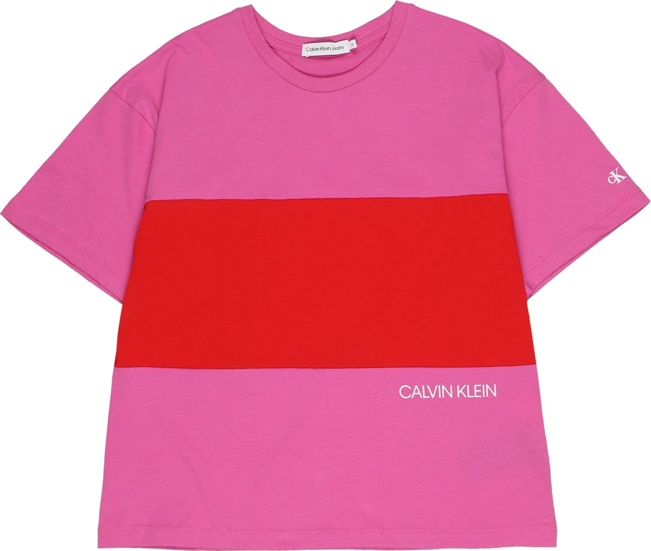 Calvin Klein Jeans Tričko magenta / jasně červená / bílá