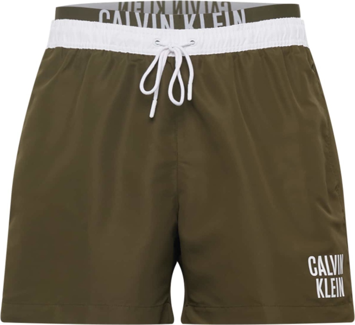 Calvin Klein Swimwear Plavecké šortky khaki / bílá