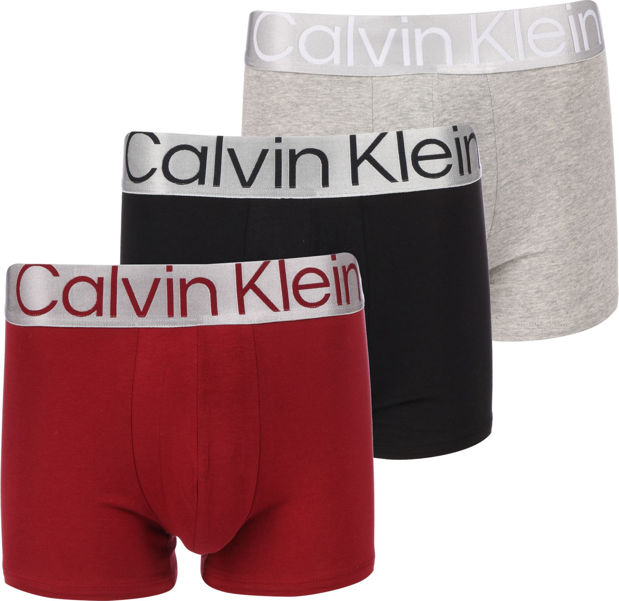 Calvin Klein Underwear Boxerky šedý melír / červená / černá / stříbrná