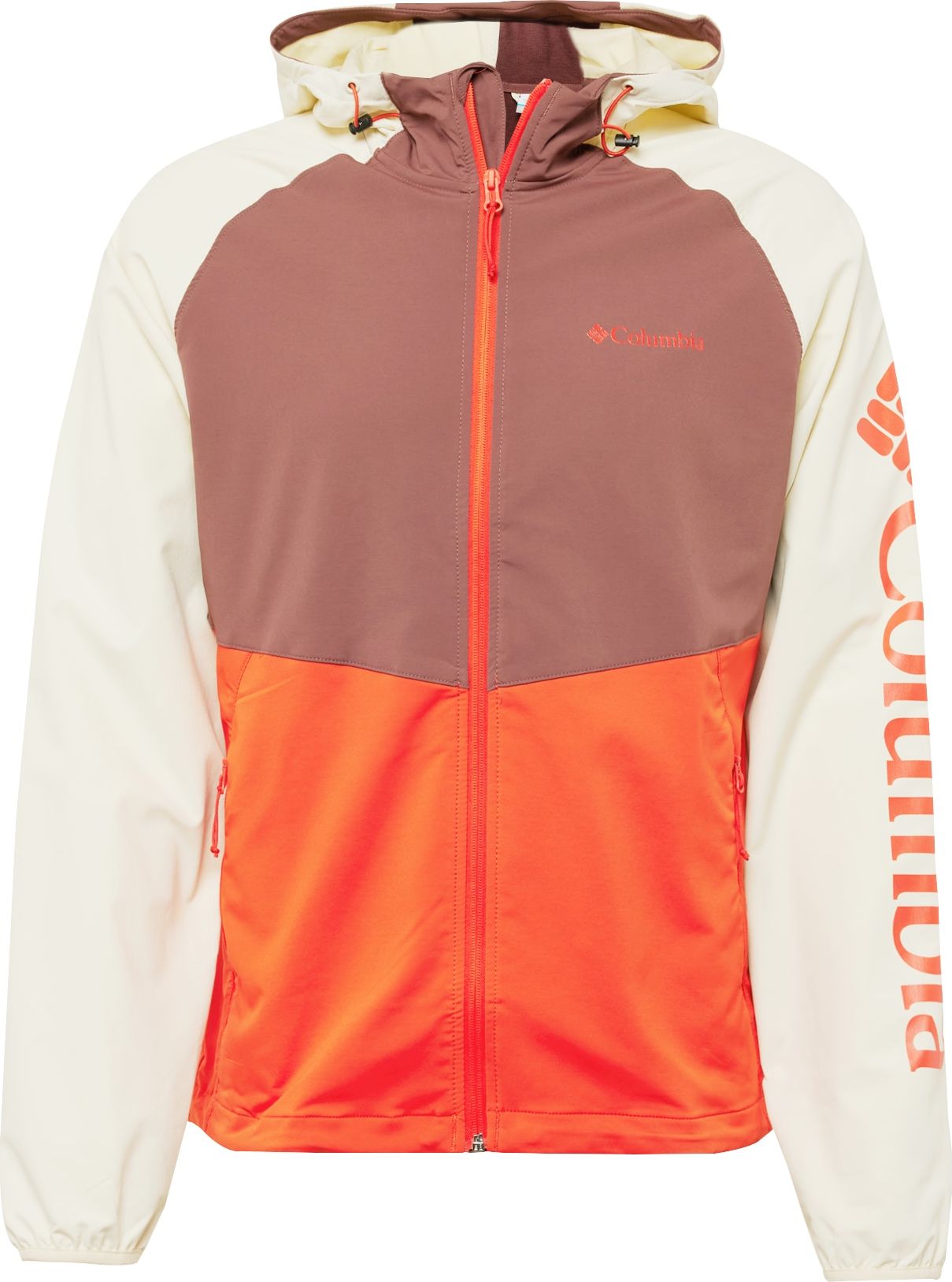 COLUMBIA Outdoorová bunda 'Panther Creek' rezavě hnědá / tmavě oranžová / offwhite