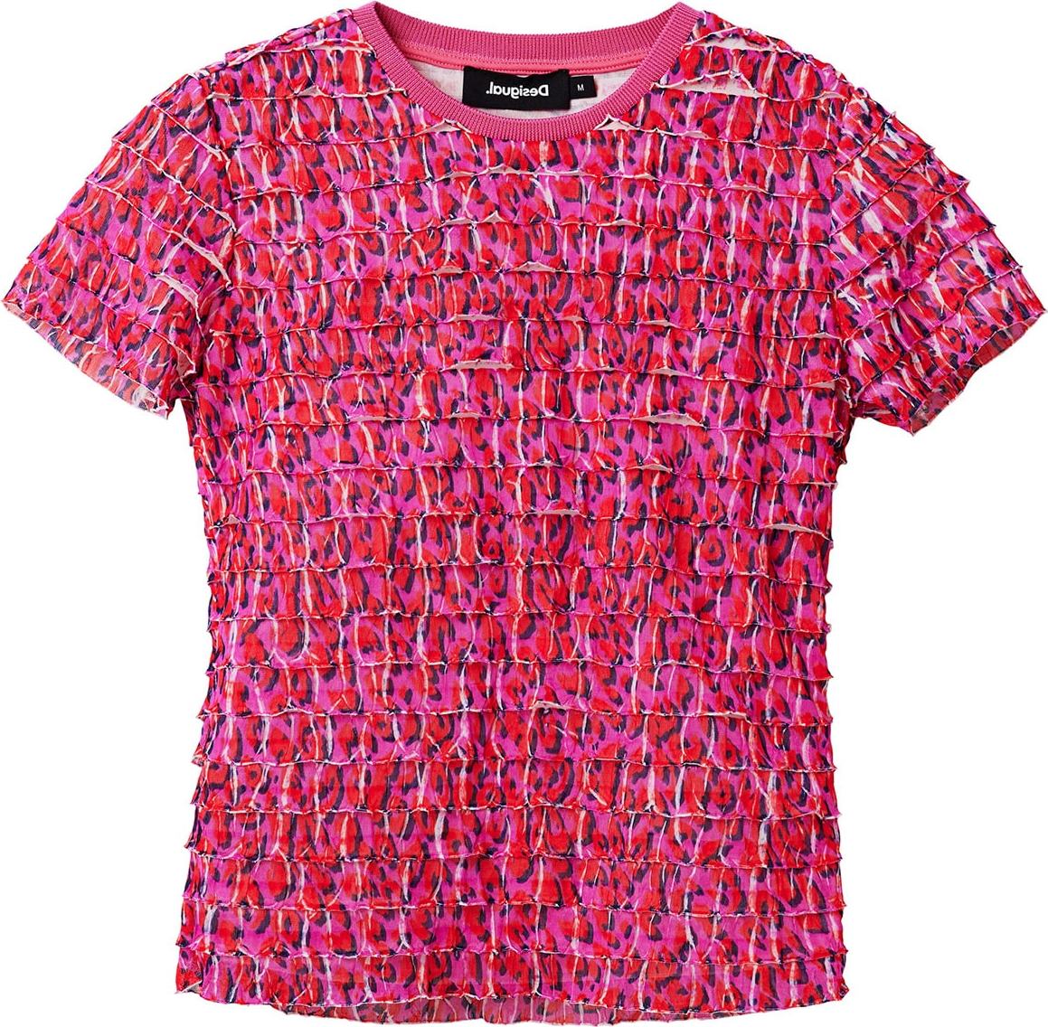 Desigual Tričko pink / červená / černá / bílá