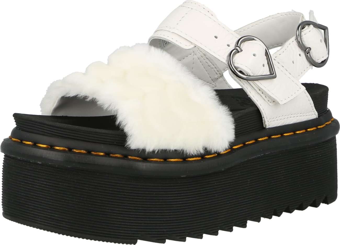 Dr. Martens Sandály 'Voss Quad Fluffy' bílá