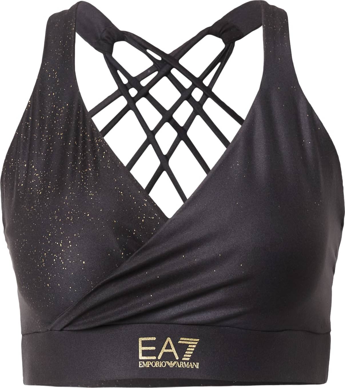 EA7 Emporio Armani Sportovní podprsenka zlatá / černá