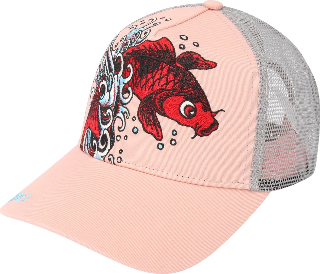 Ed Hardy Kšiltovka stříbrně šedá / růžová / burgundská červeň / černá