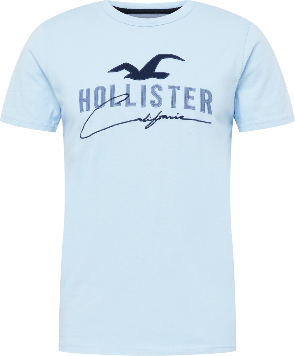 HOLLISTER Tričko námořnická modř / azurová / světlemodrá