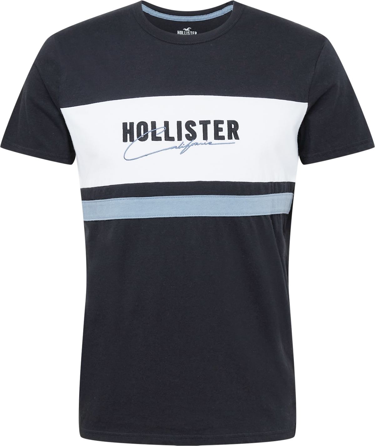 HOLLISTER Tričko světlemodrá / černá / bílá