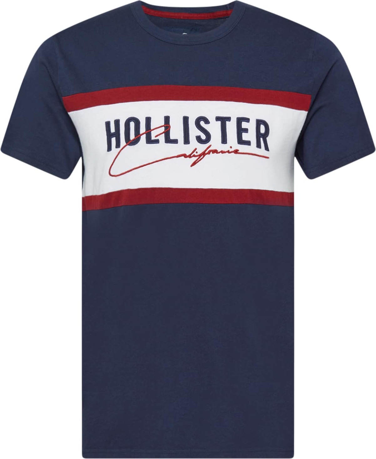 HOLLISTER Tričko tmavě modrá / červená / bílá