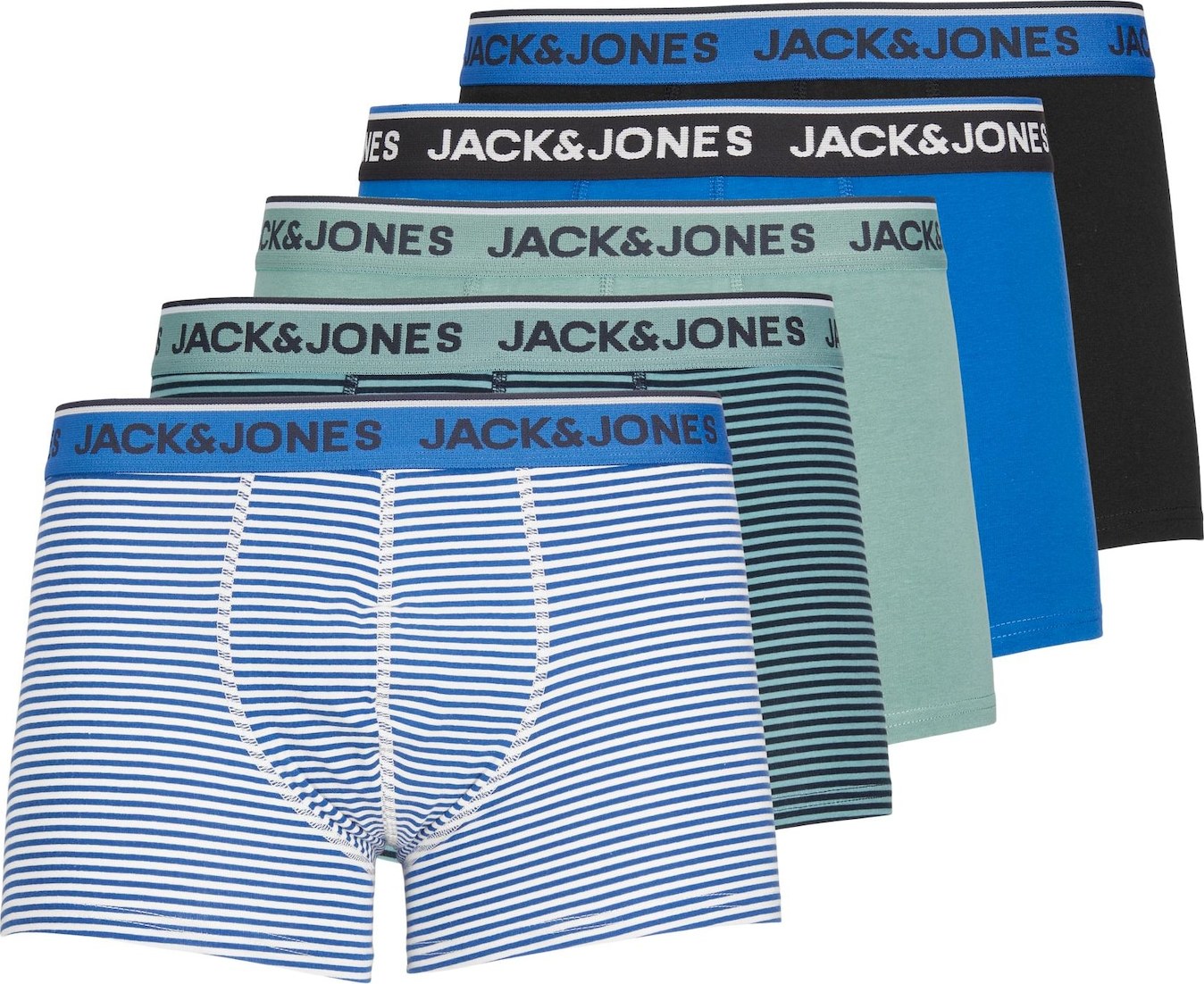 JACK & JONES Boxerky 'Alec' indigo / zelená / černá / bílá