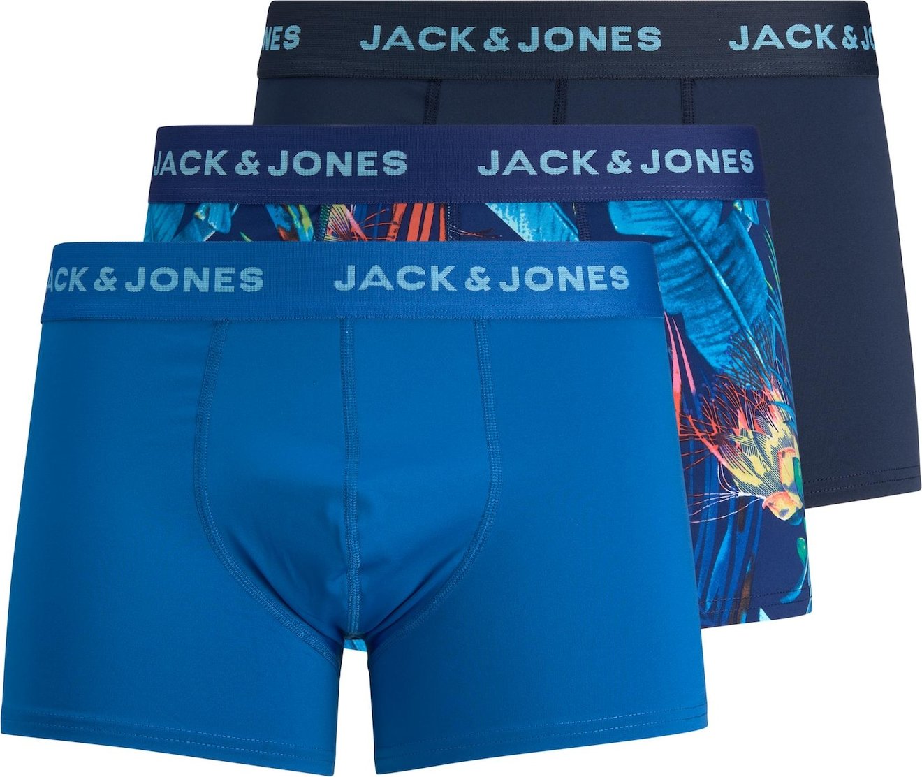 JACK & JONES Boxerky 'CANARY' modrá / tmavě modrá / žlutá / zelená / oranžově červená