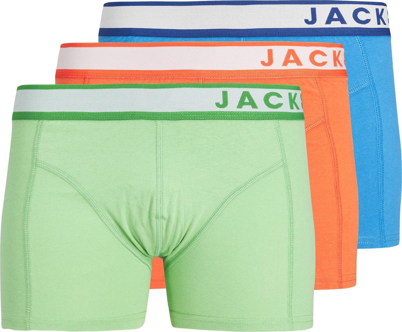 JACK & JONES Boxerky 'CLEVELAND' světlemodrá / světle zelená / oranžová / bílá