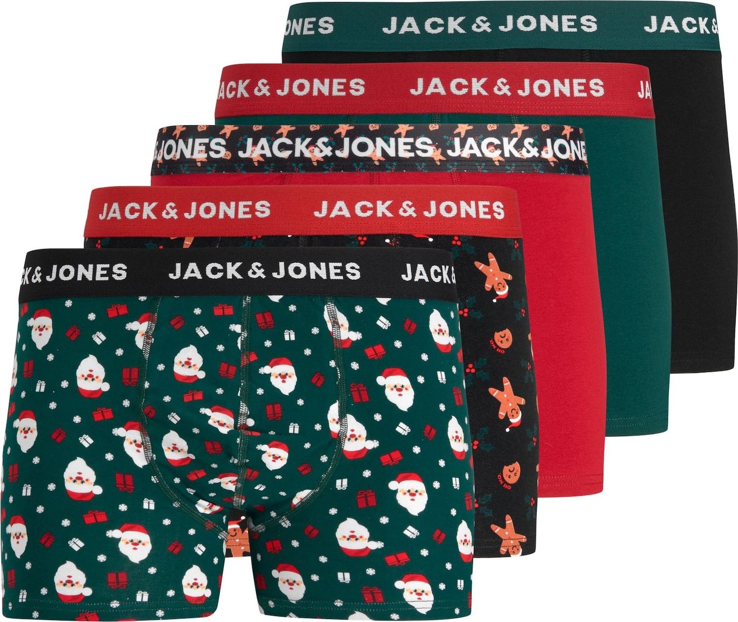 JACK & JONES Boxerky 'DASH' tmavě zelená / červená / vínově červená / černá