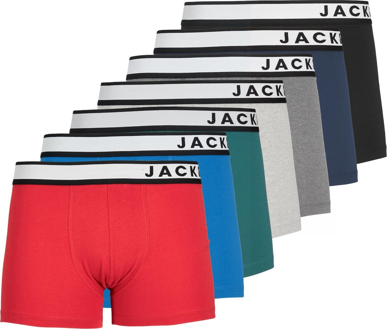 JACK & JONES Boxerky 'DENVER' modrá / šedá / krvavě červená / černá