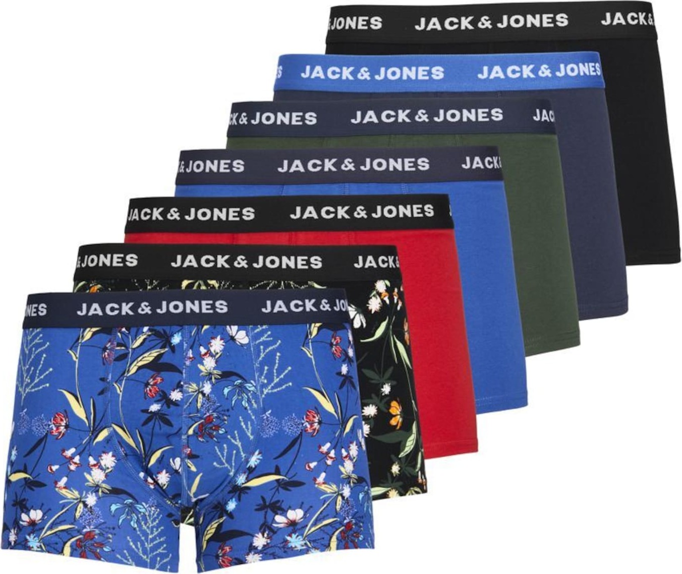 JACK & JONES Boxerky královská modrá / jedle / červená / bílá