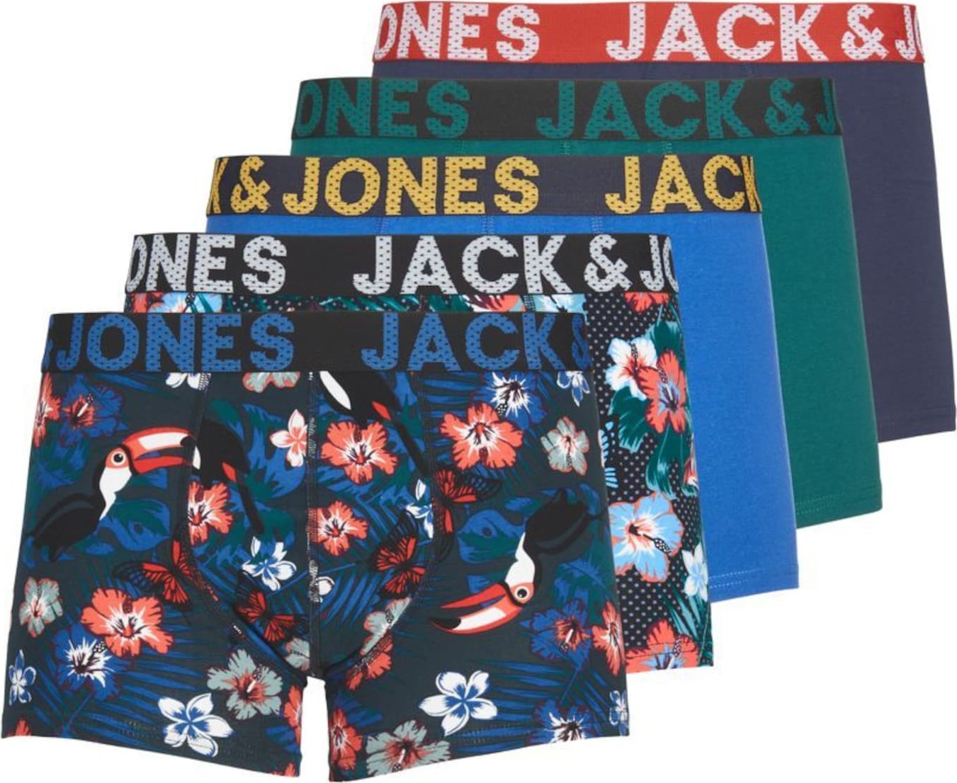 JACK & JONES Boxerky modrá / marine modrá / noční modrá / smaragdová