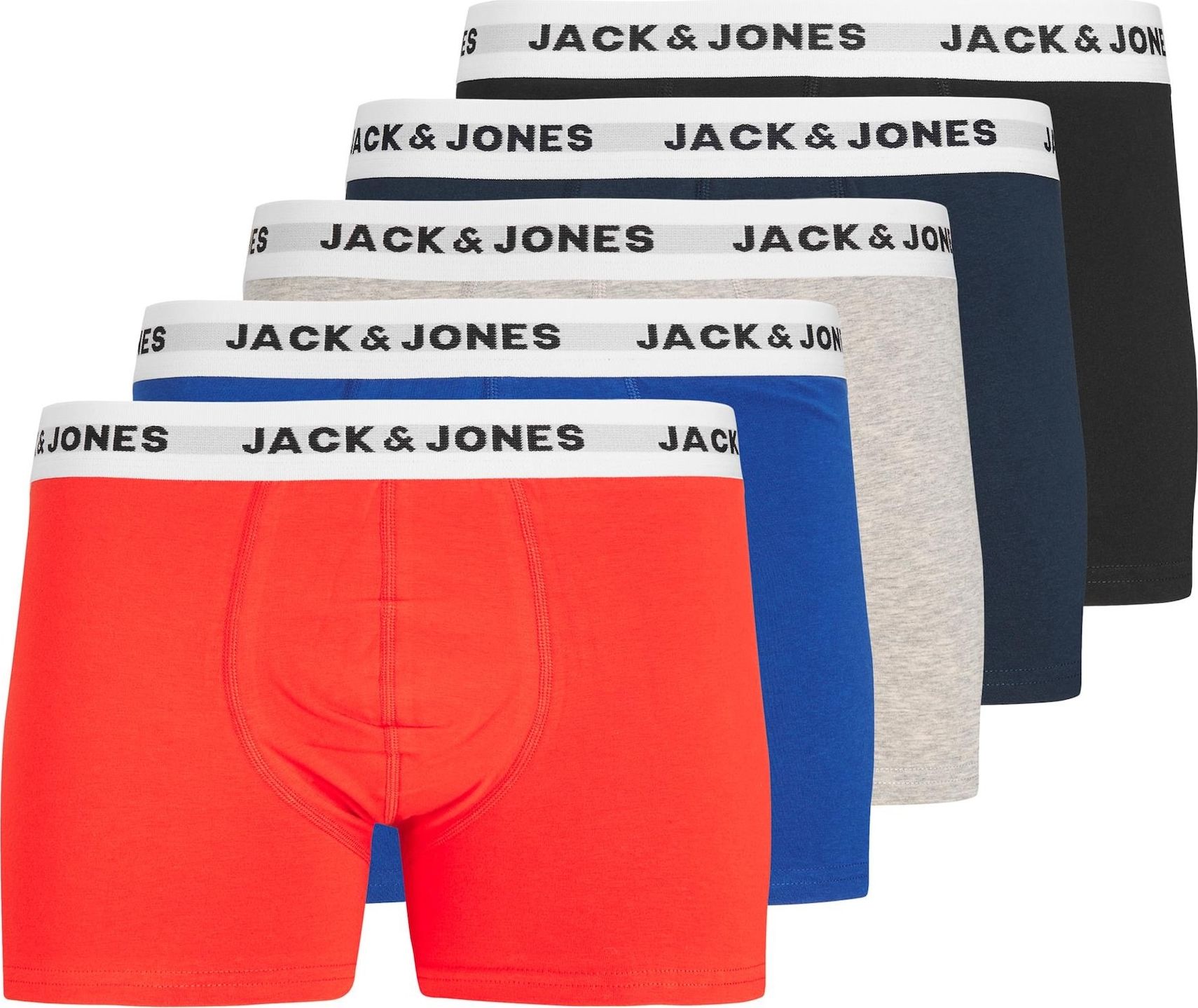 JACK & JONES Boxerky modrá / šedý melír / světle červená / černá