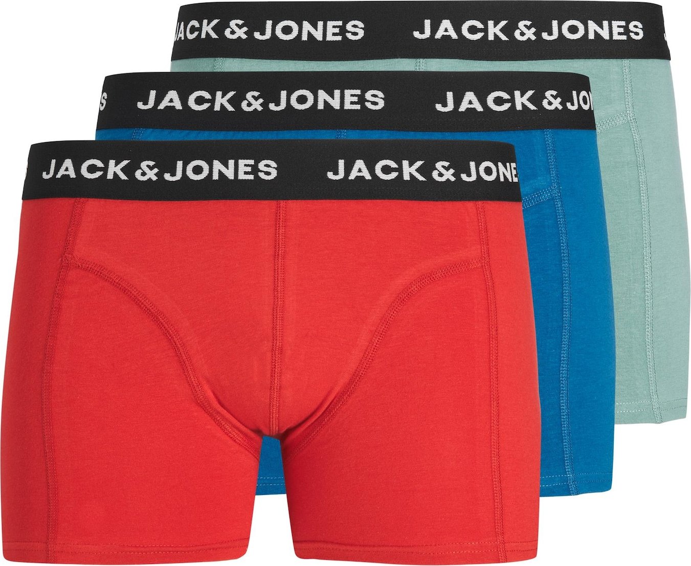 JACK & JONES Boxerky 'NICO' marine modrá / světle zelená / tmavě červená