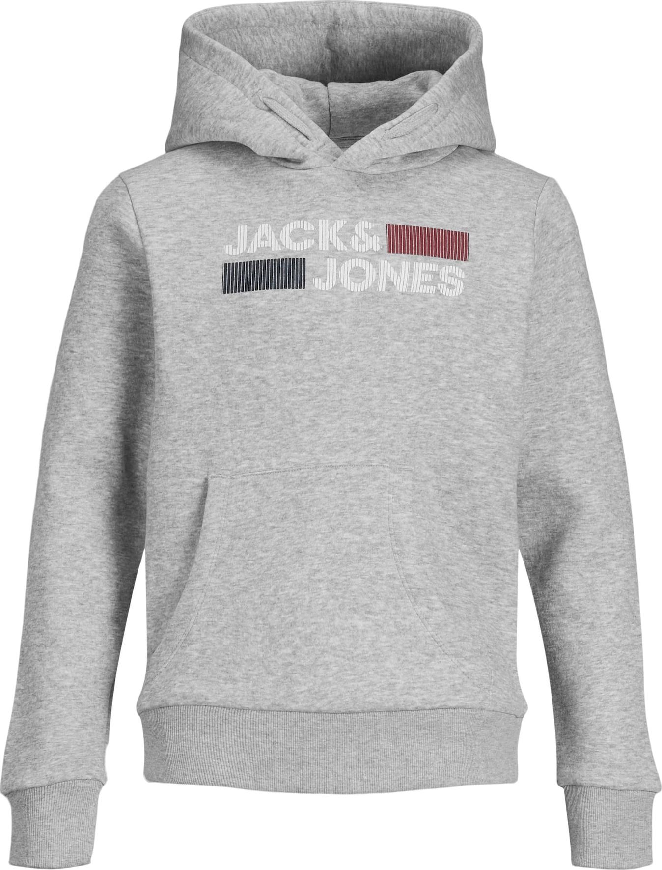 Jack & Jones Junior Svetr šedý melír / tmavě červená / černá / bílá