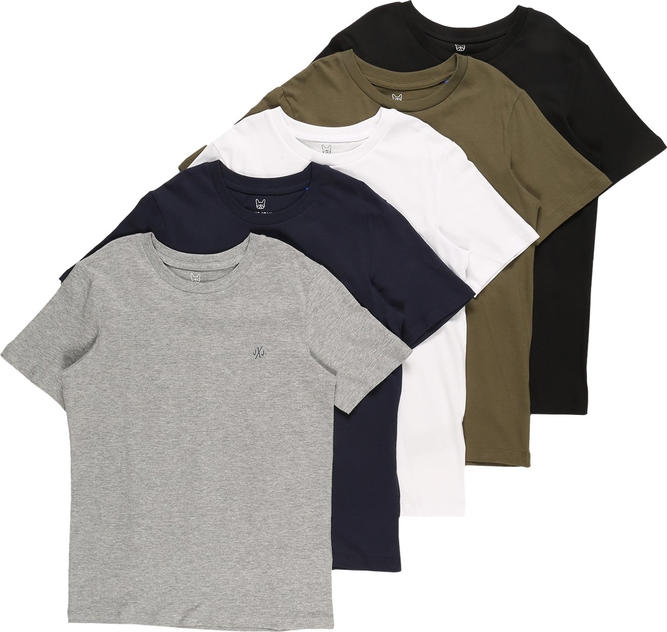 Jack & Jones Junior Tričko marine modrá / šedý melír / khaki / černá / bílá