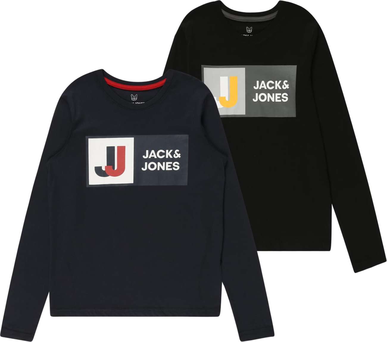 Jack & Jones Junior Tričko námořnická modř / limone / černá / bílá