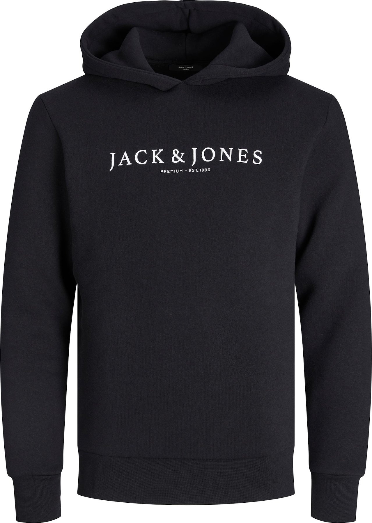 JACK & JONES Mikina 'August' černá / bílá