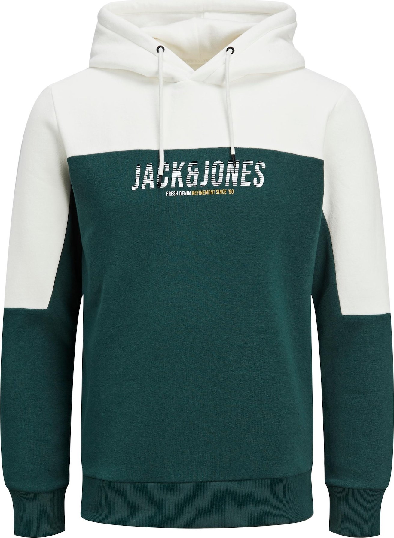 JACK & JONES Mikina 'Dan' žlutá / smaragdová / bílá