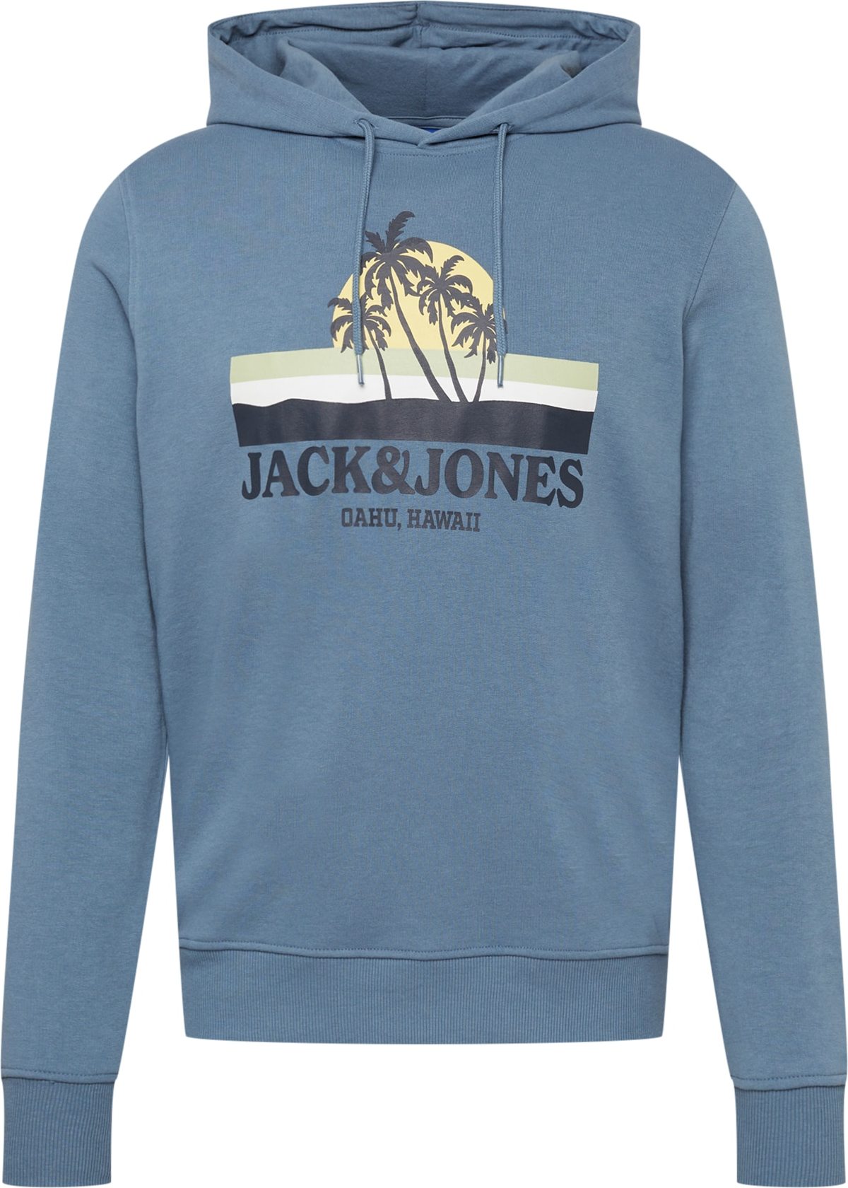 JACK & JONES Mikina 'Malibu' kouřově modrá / žlutá / černá / bílá