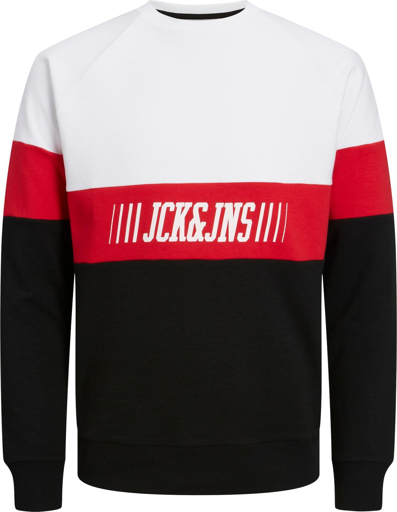 JACK & JONES Mikina 'MATEO' červená / černá / bílá