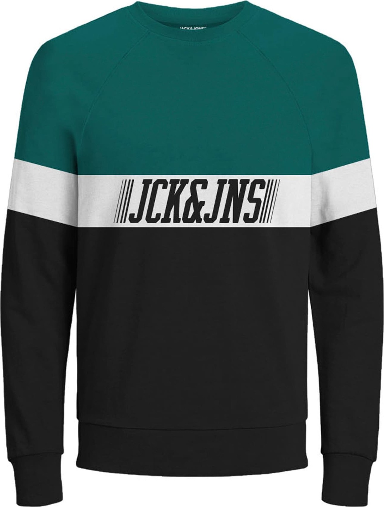 JACK & JONES Mikina 'MATEO' tmavě zelená / offwhite