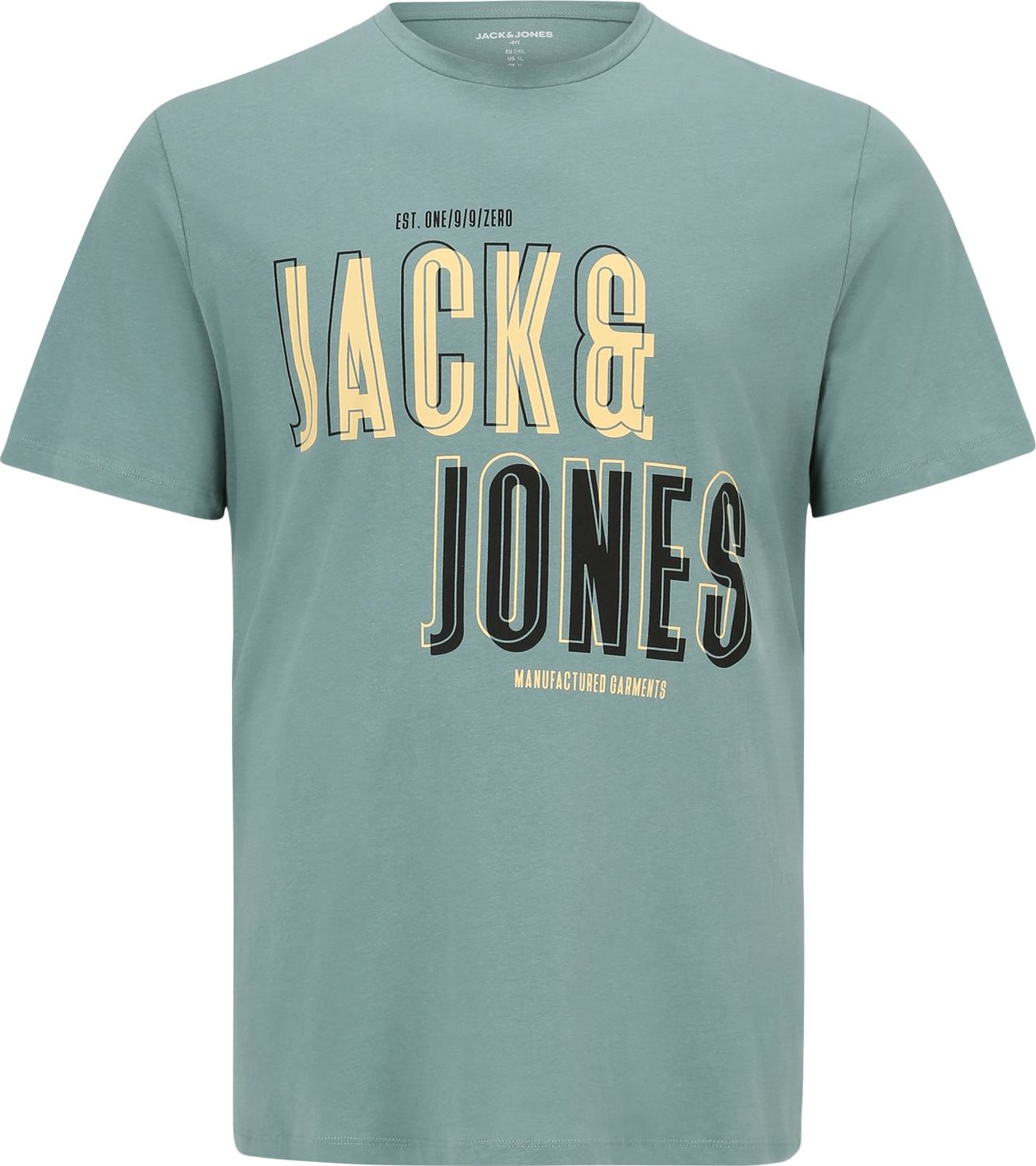 Jack & Jones Plus Tričko 'COAST' tyrkysová / žlutá / černá