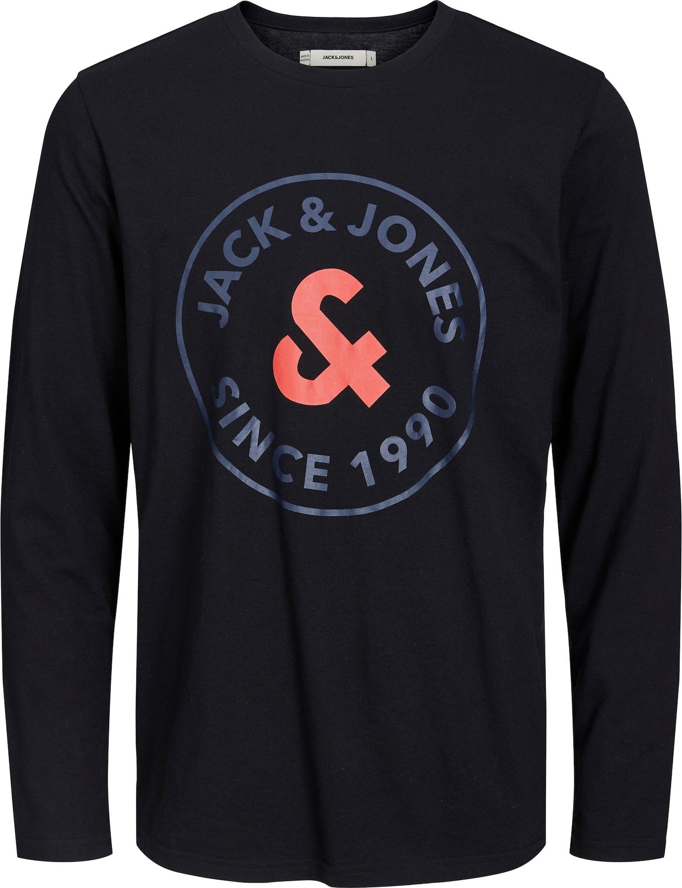 JACK & JONES Tričko 'AARON' námořnická modř / oranžová / černá