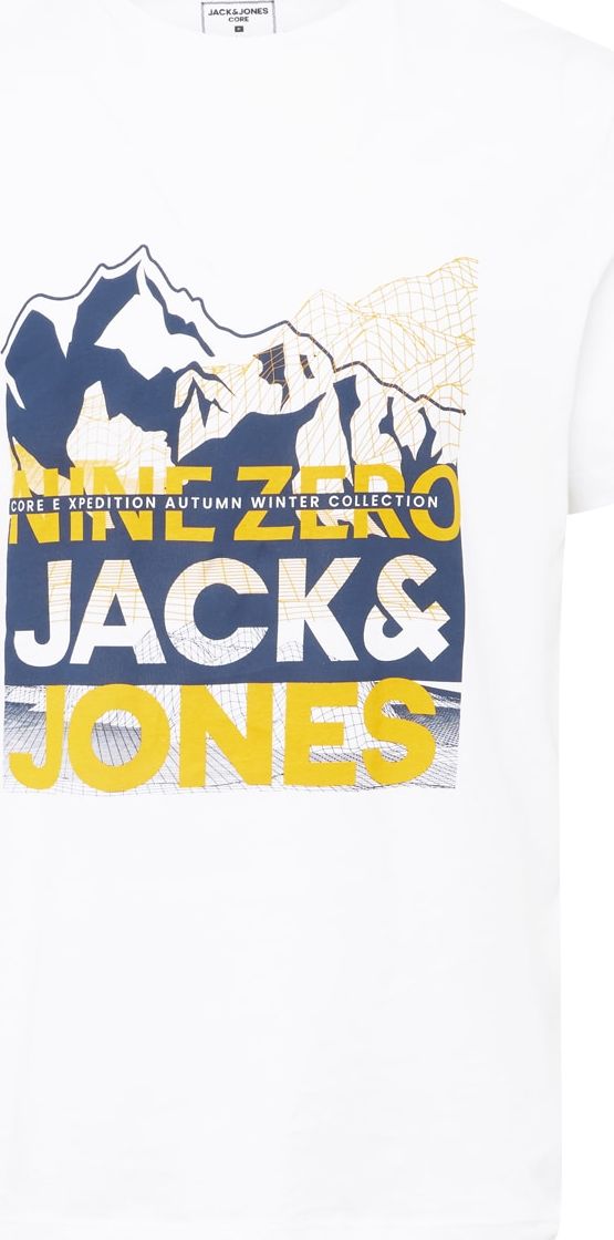 JACK & JONES Tričko 'BOOSTER' námořnická modř / světle žlutá / bílá