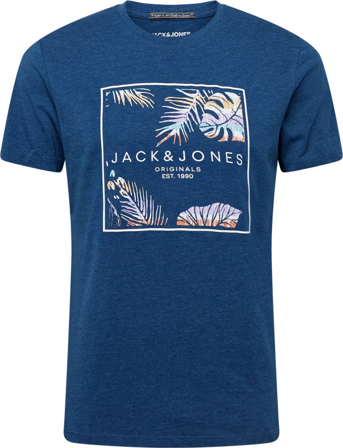 JACK & JONES Tričko 'Haazy' modrá / oranžová / bílá