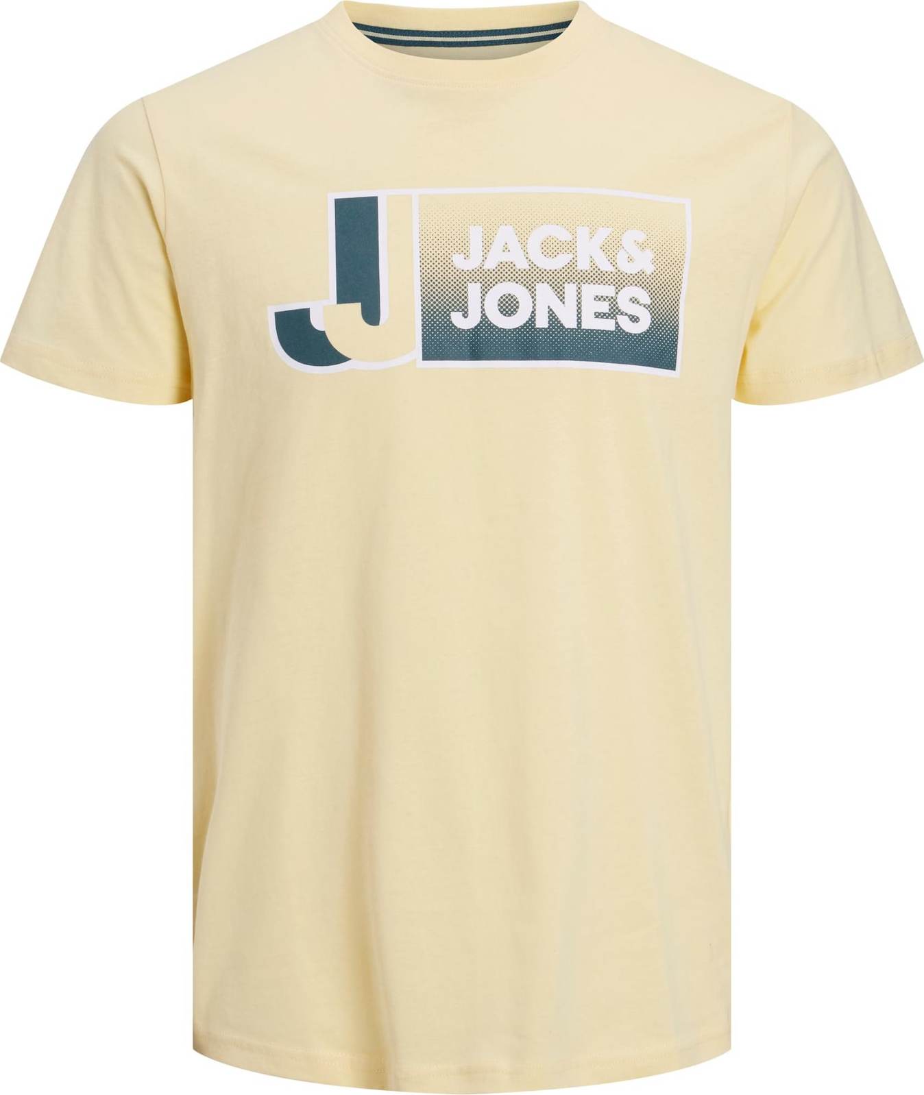 JACK & JONES Tričko 'LOGAN' světle žlutá / petrolejová / bílá