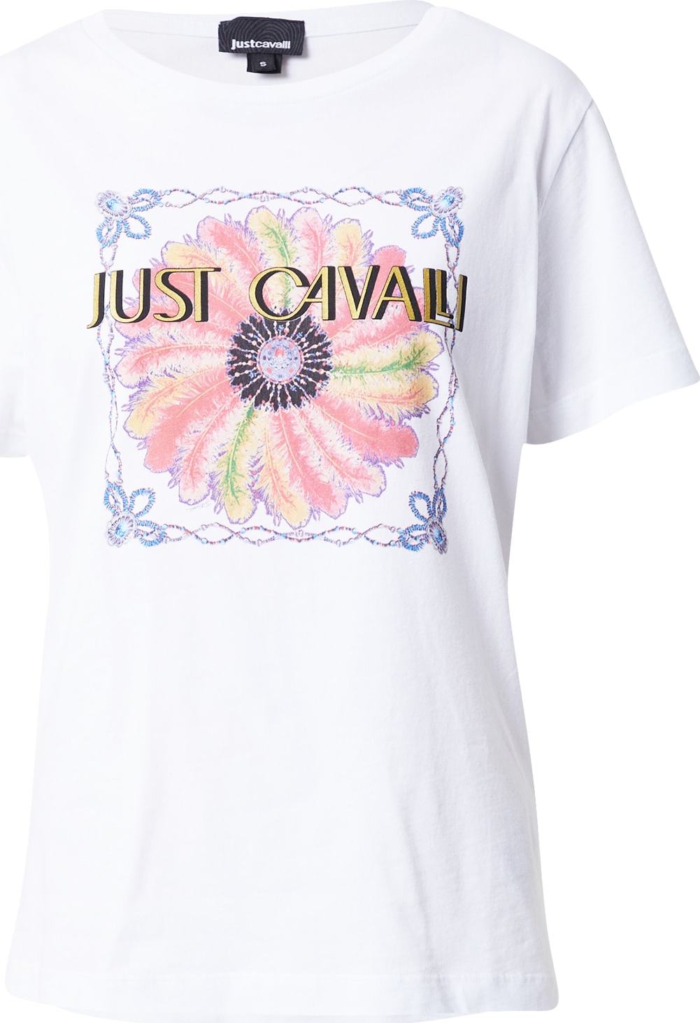 Just Cavalli Tričko 'CAMILA' světlemodrá / žlutá / pink / bílá