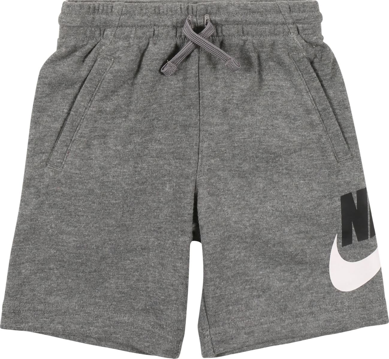 Nike Sportswear Kalhoty šedá / černá / bílá