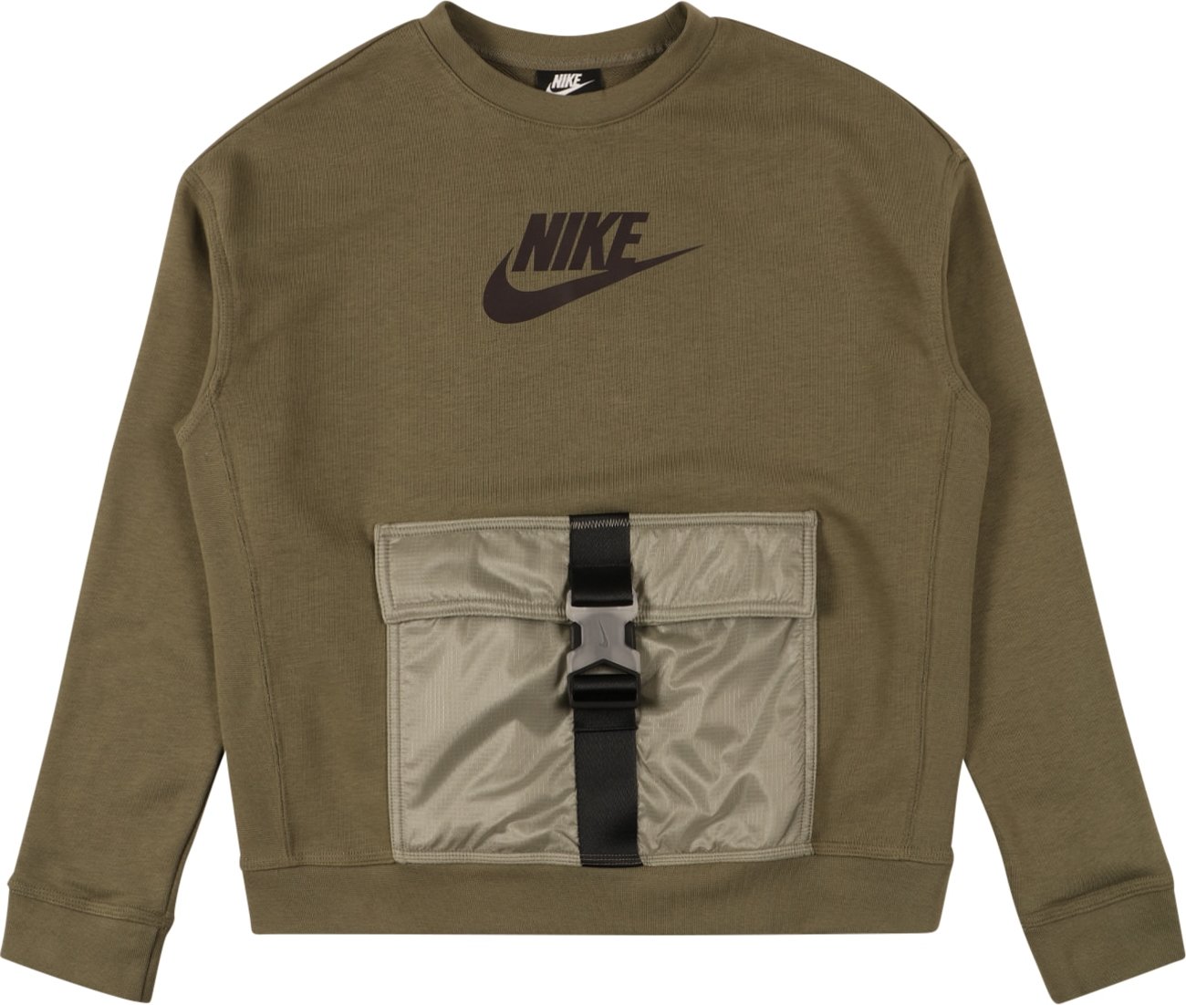 Nike Sportswear Mikina tmavě hnědá / olivová / černá