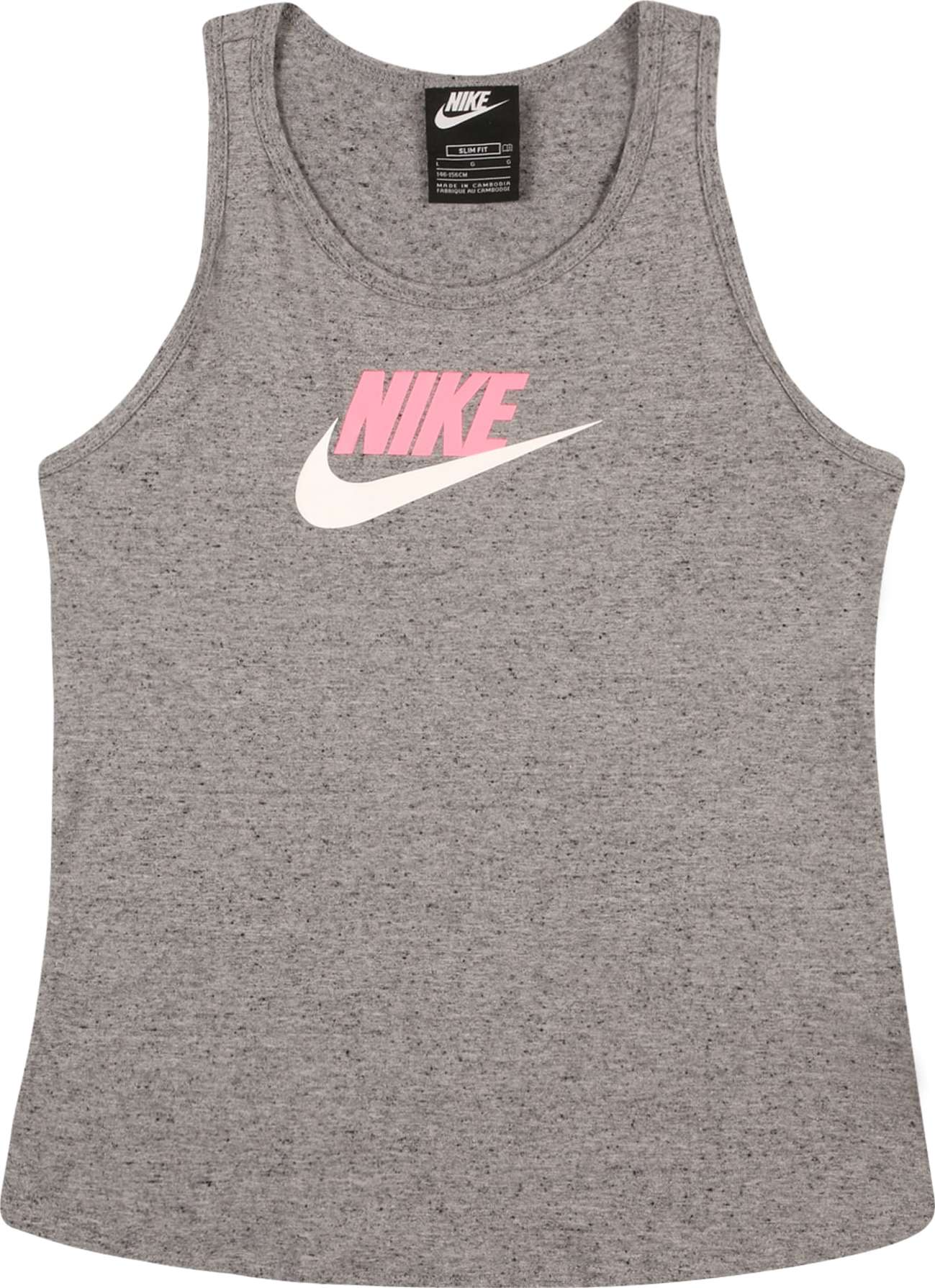 Nike Sportswear Tričko šedý melír / světle růžová / bílá