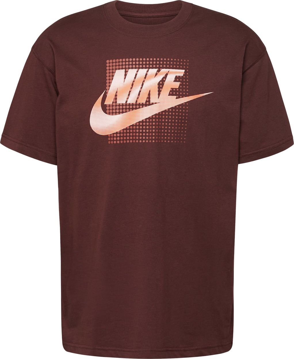 Nike Sportswear Tričko tmavě hnědá / oranžová / bílá