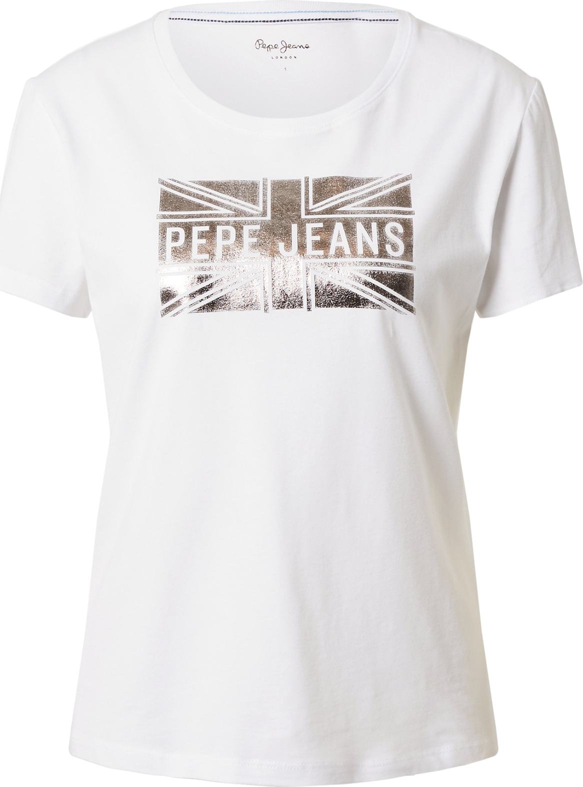 Pepe Jeans Tričko 'PEARL' stříbrná / bílá