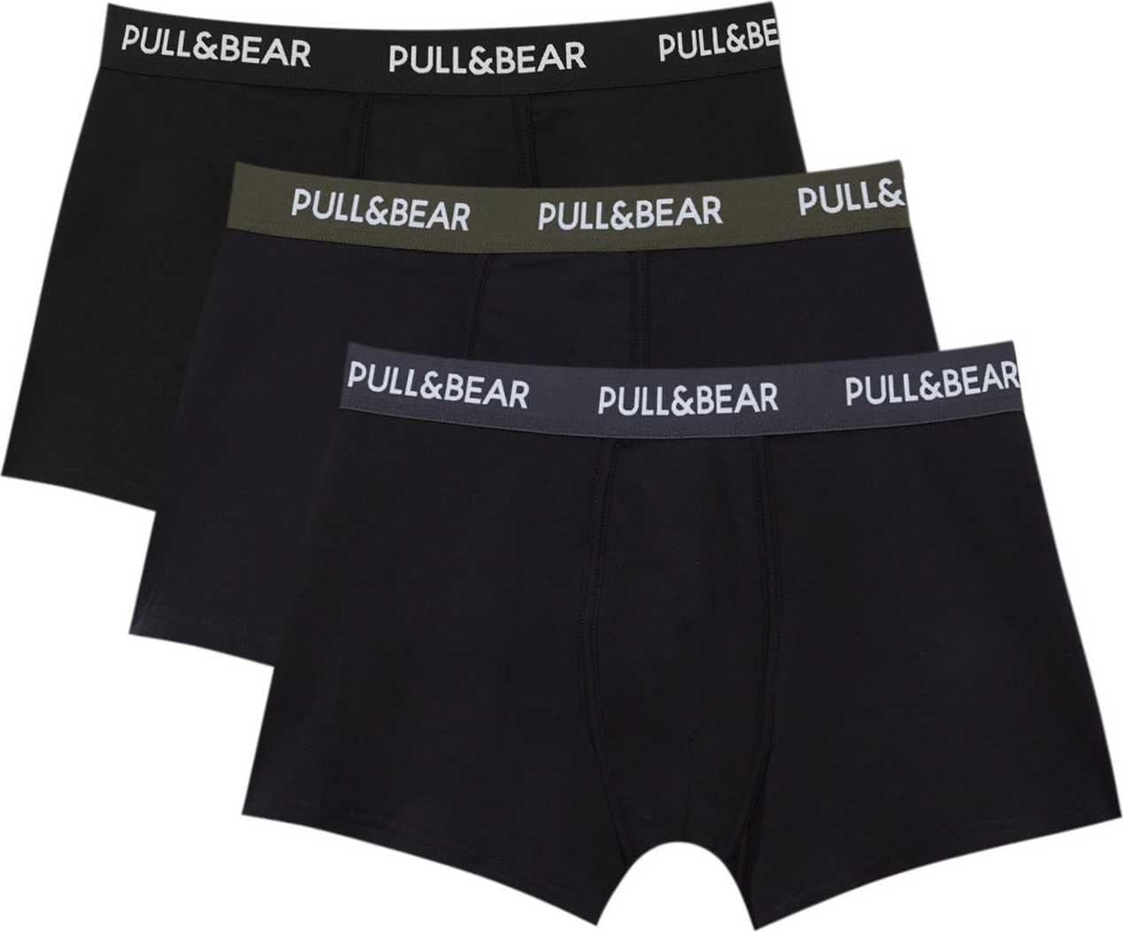 Pull&Bear Boxerky marine modrá / khaki / černá / bílá