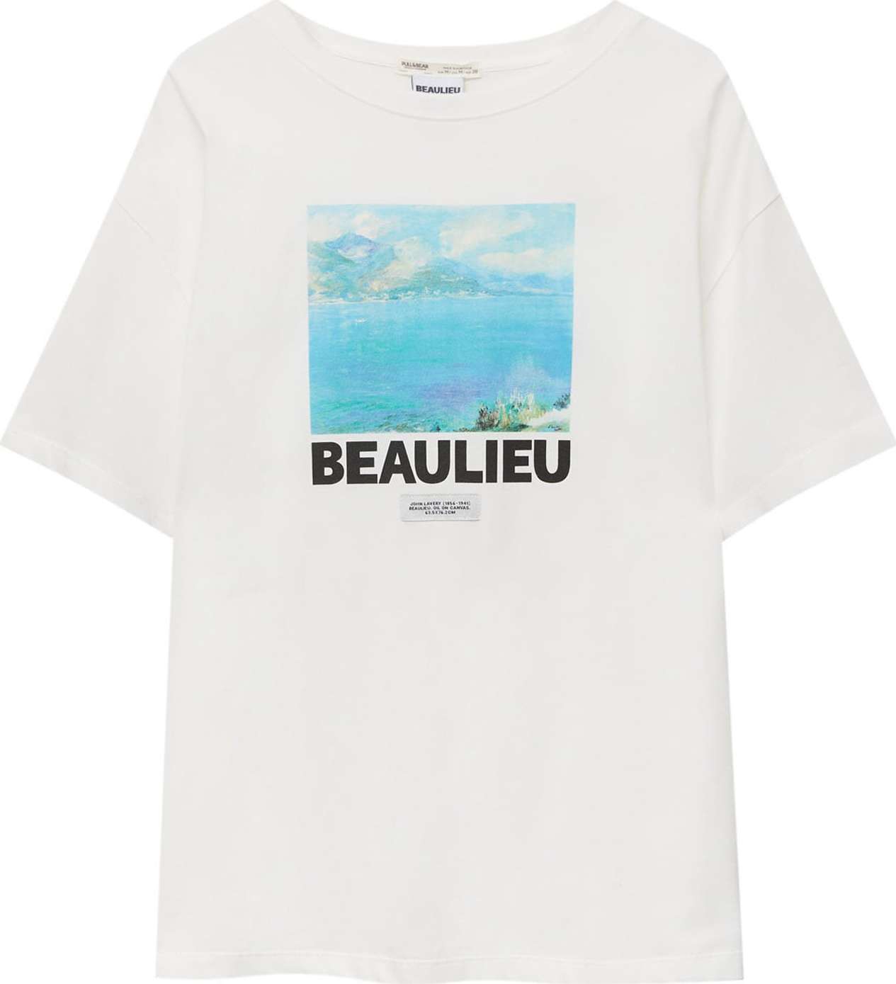 Pull&Bear Tričko aqua modrá / světle šedá / černá