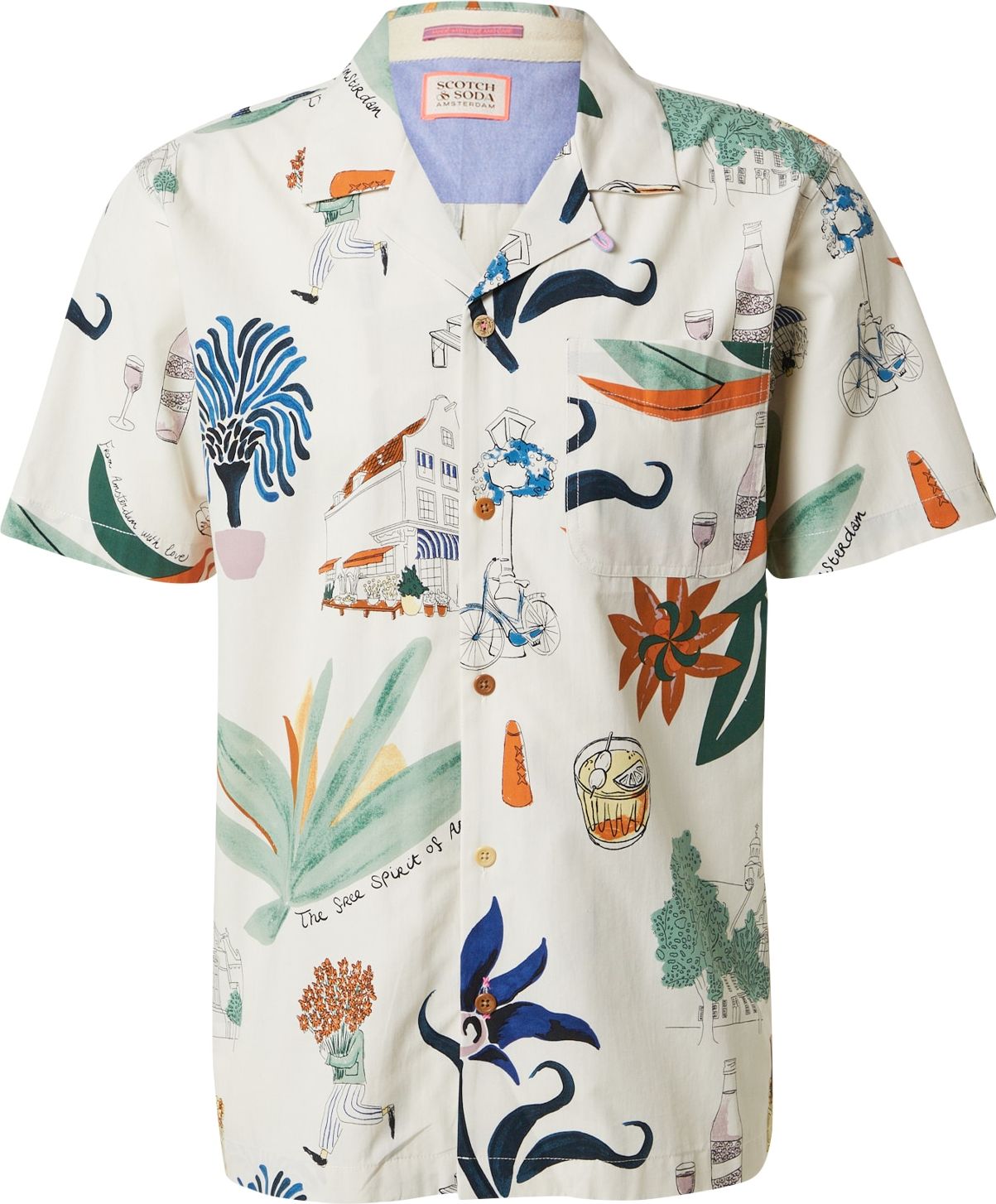 SCOTCH & SODA Košile 'Hawaii' modrá / koňaková / mátová / bílá