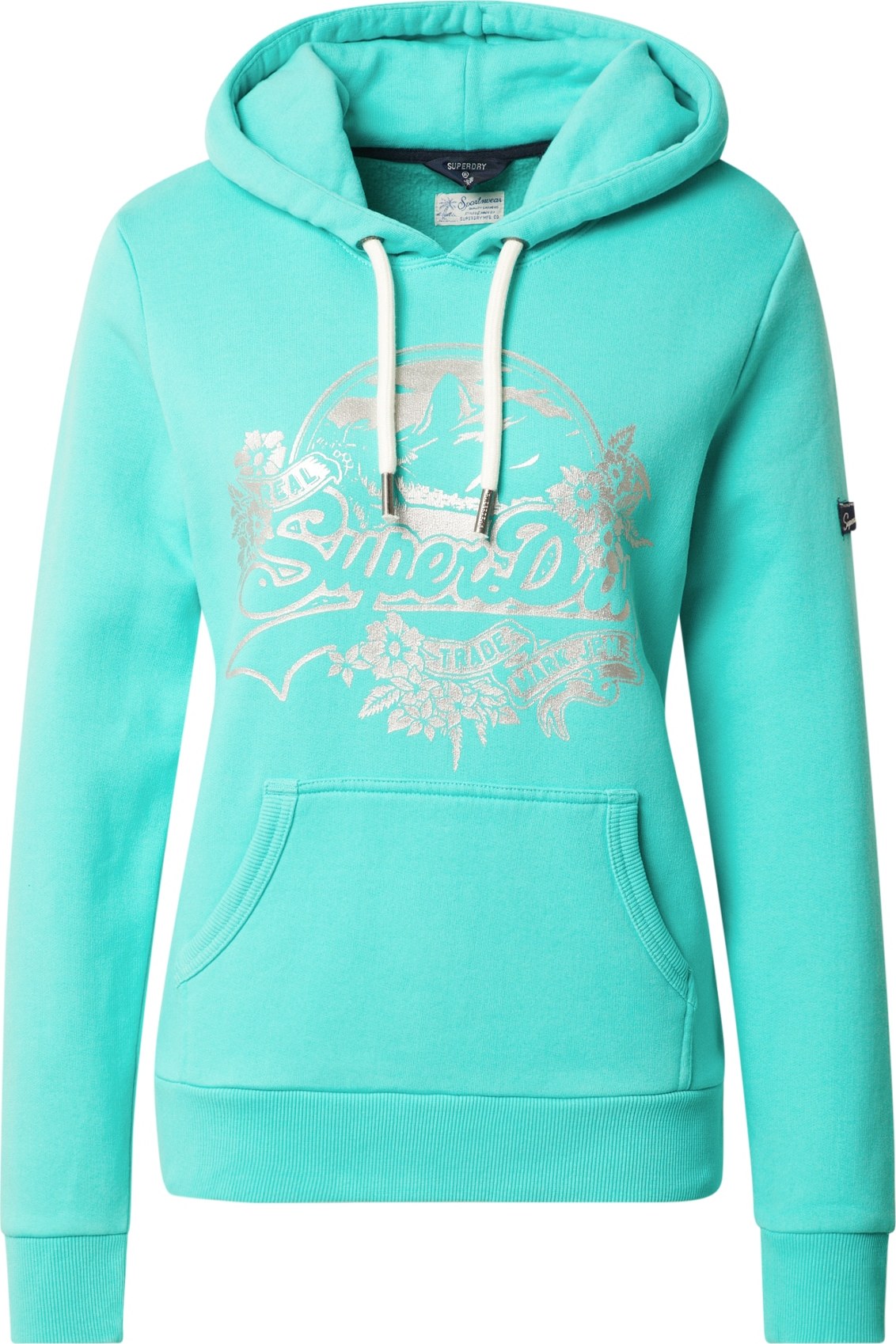 Superdry Mikina nefritová / stříbrná