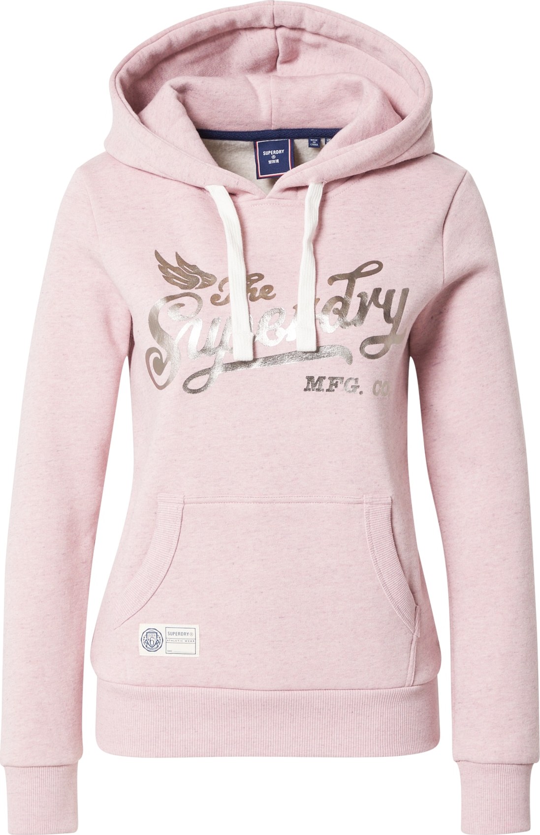 Superdry Mikina pink / stříbrná